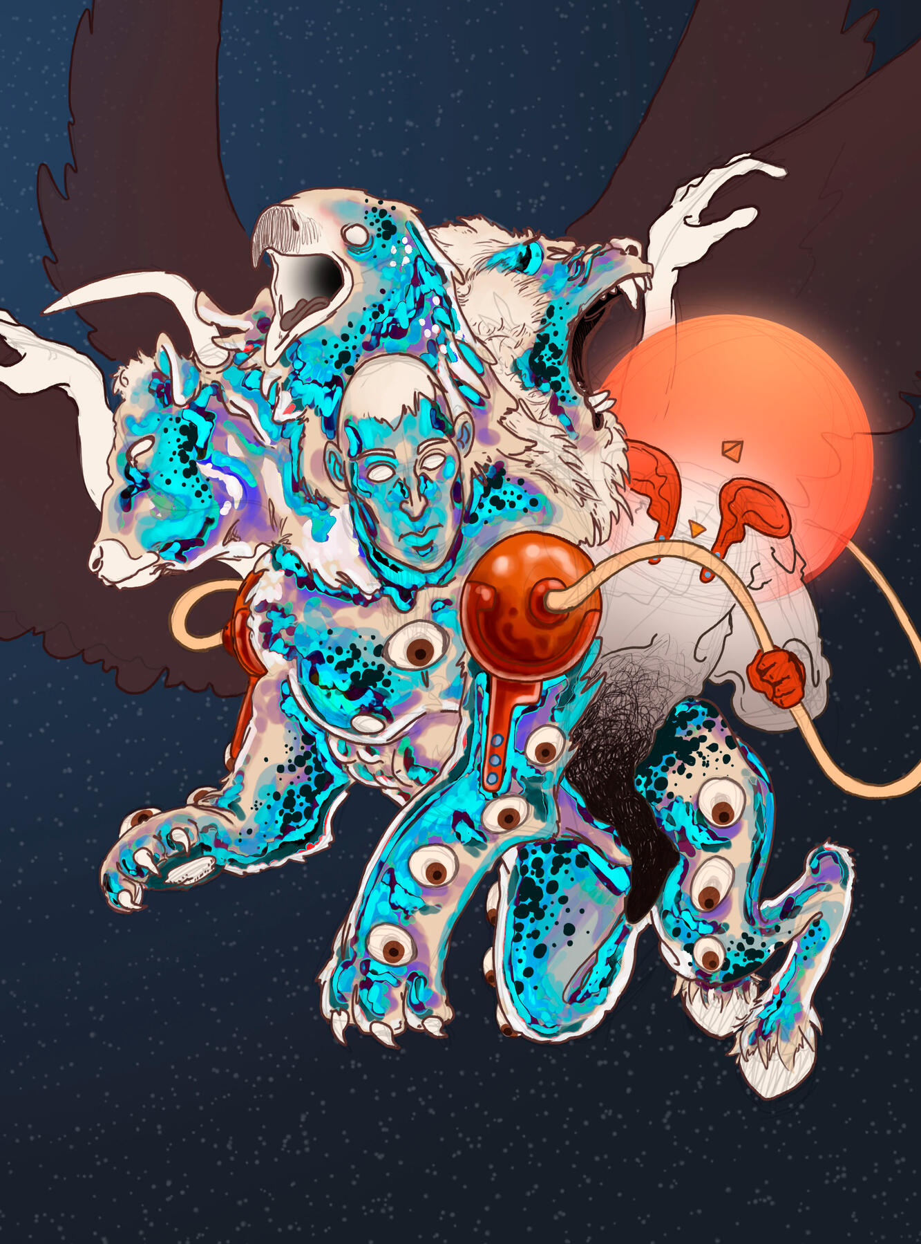 Biblical illustration of God riding a cherub