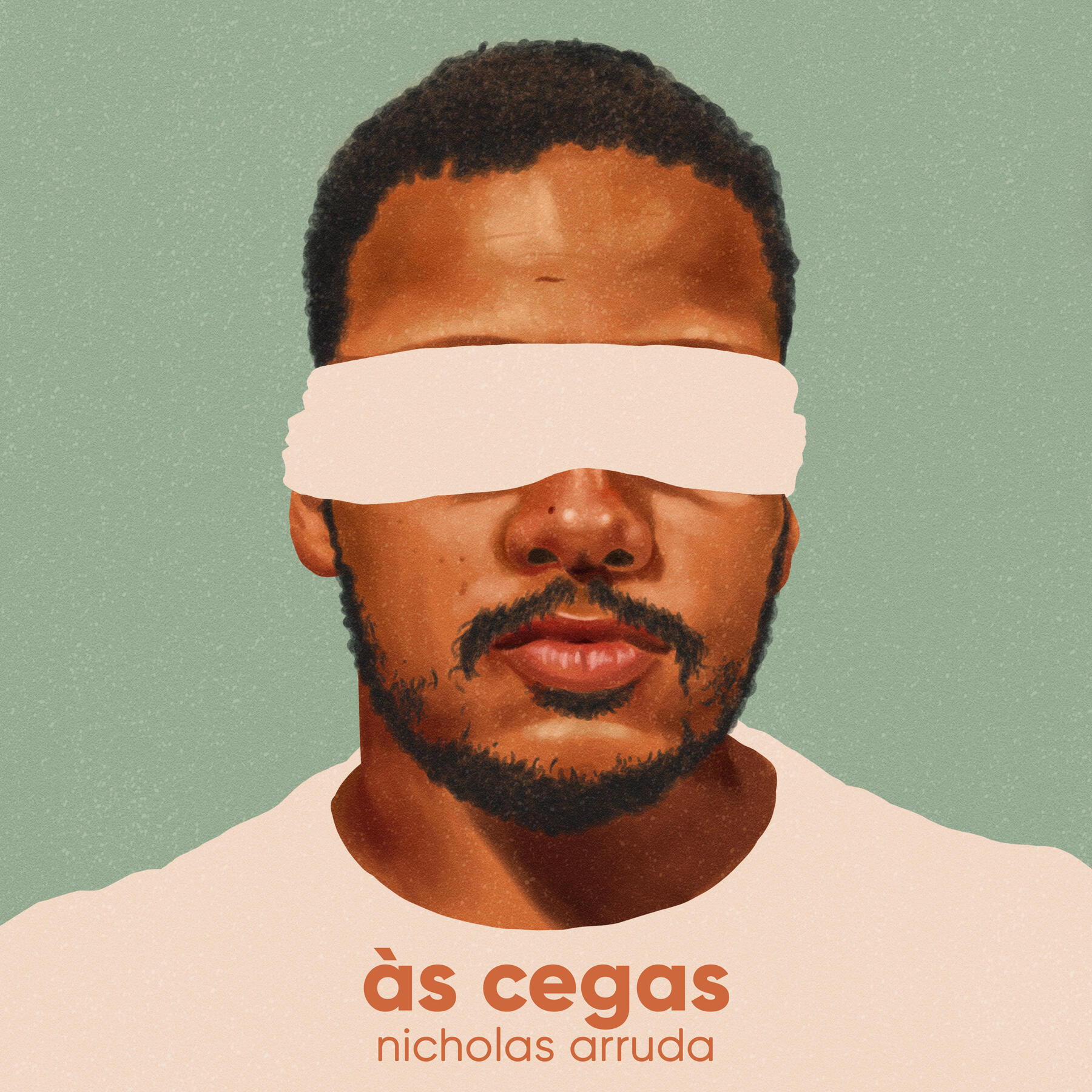 Realistic digital painting of a blindfolded man. EP cover for singer Nicholas Arruda