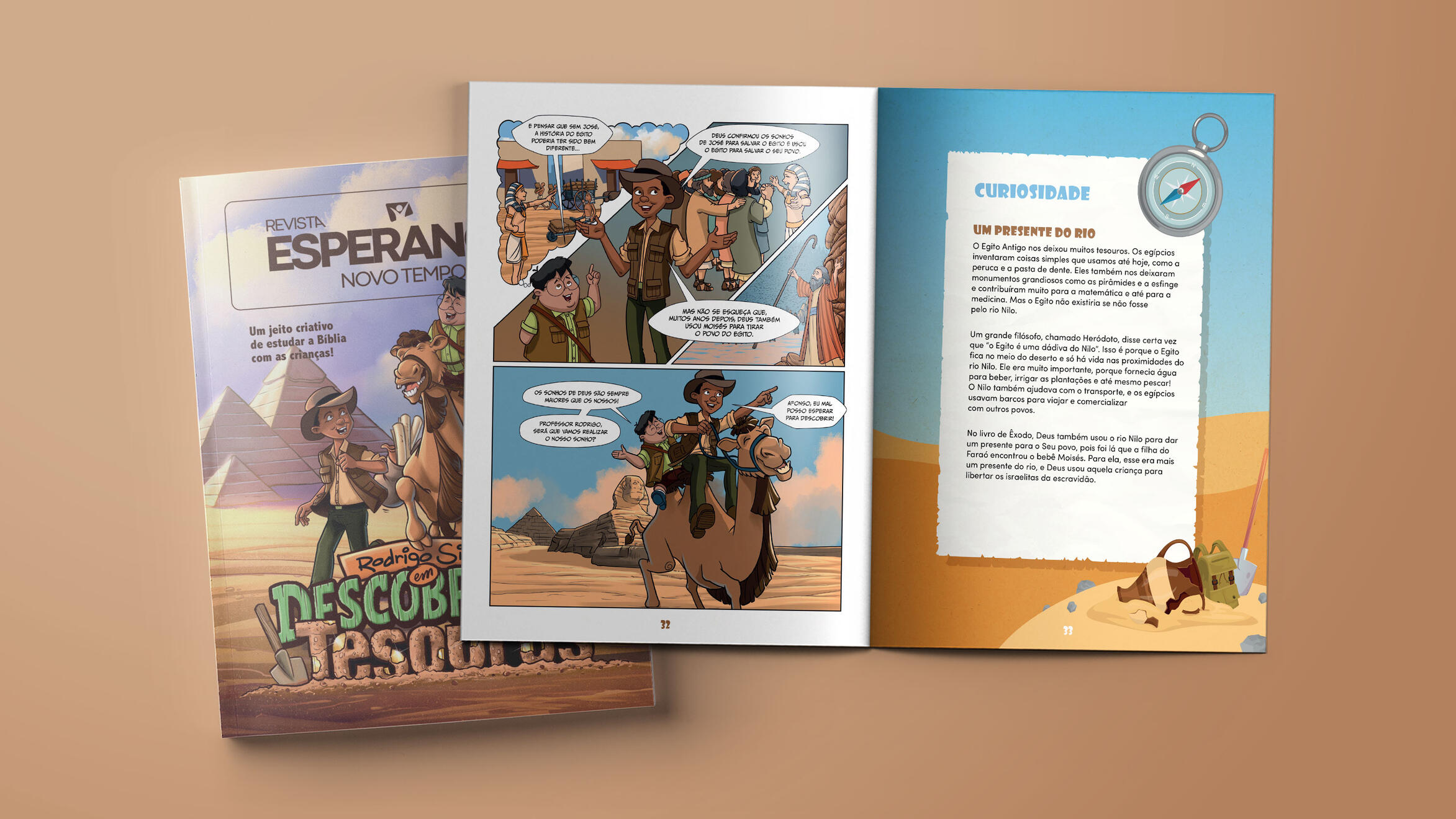 Layout design for the comic book Rodrigo Silva em Descobrindo Tesouros by Rede Novo Tempo de Comunicação