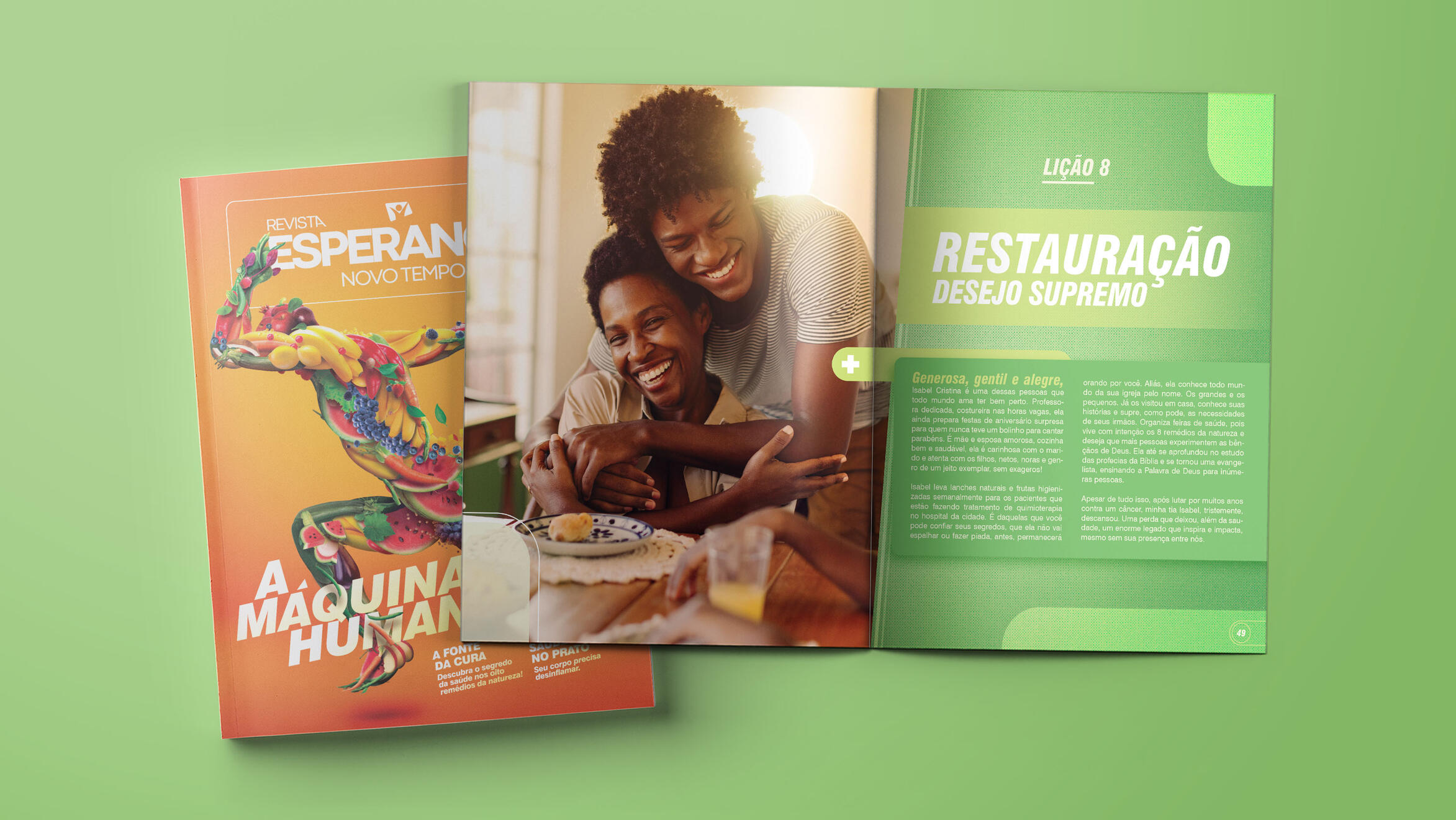 Editorial design and layout for the magazine A Máquina Humana by Rede Novo Tempo de Comunicação