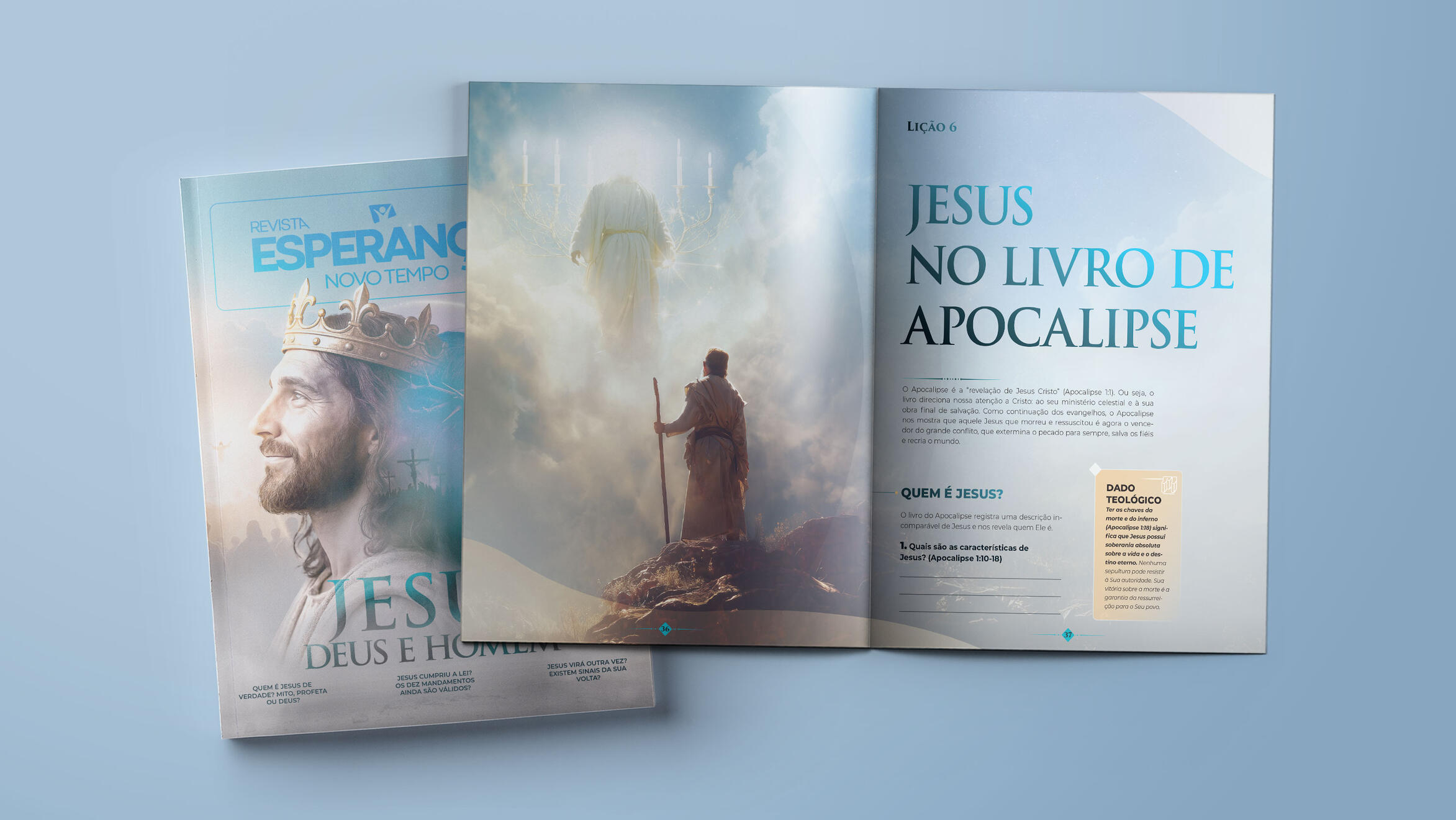 Editorial design and layout for the magazine Jesus: Deus e Homem by Rede Novo Tempo de Comunicação