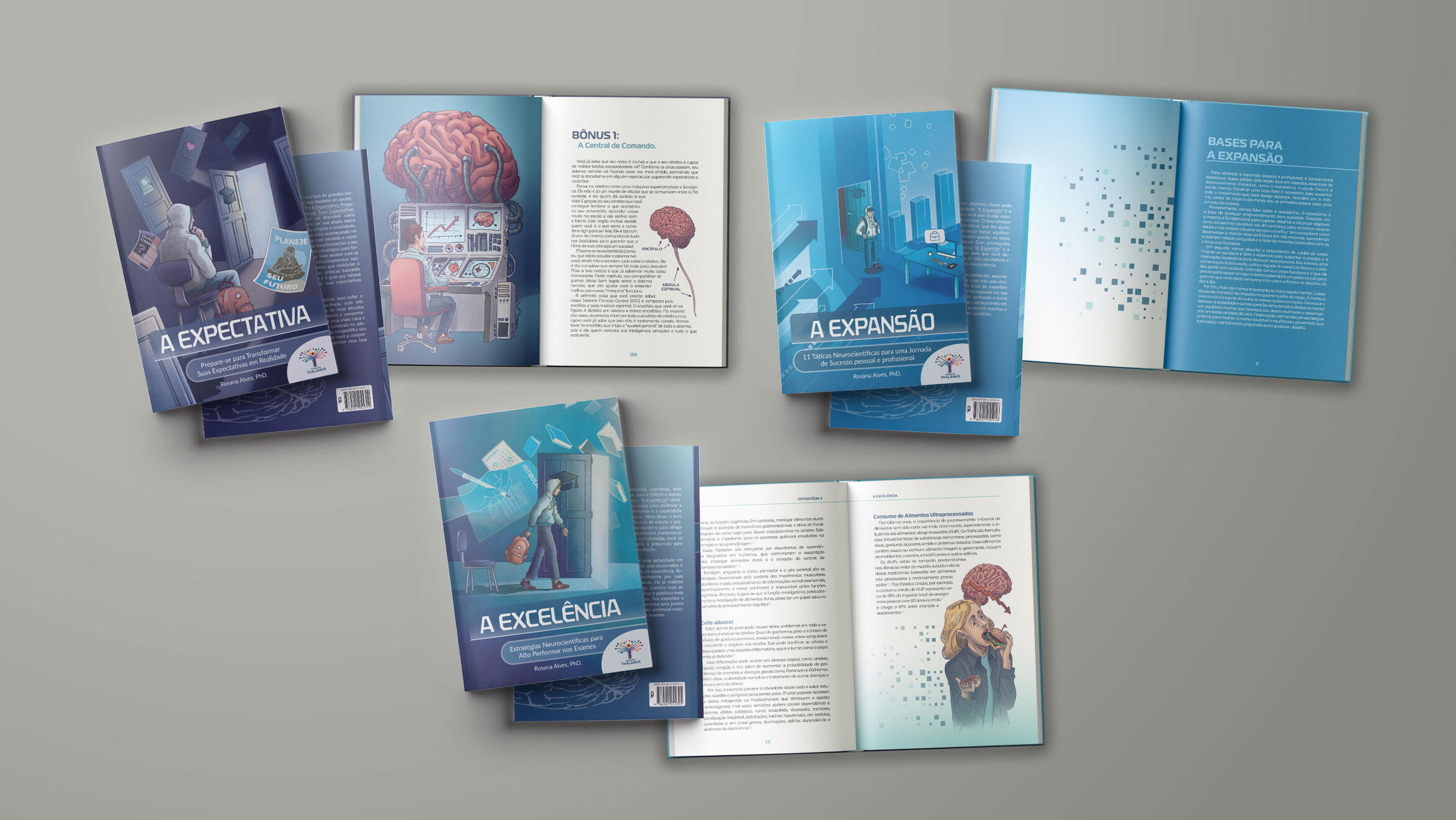 Cover and interior layout design for the educational book series Série Neurociência e Habilidades para a Vida by PhD Rosana Alves